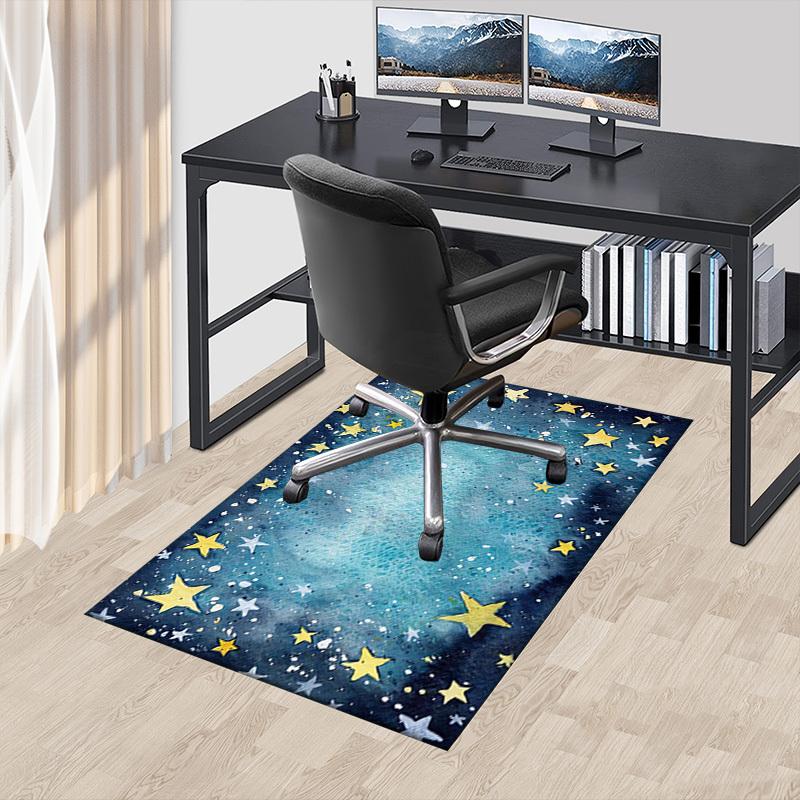 Stars Night Crystal Velvet Office Chair Mat Area Rug - Non-Slip, Floor Mat, Office Desk Chair Rugs,Christmas Gift-1106099