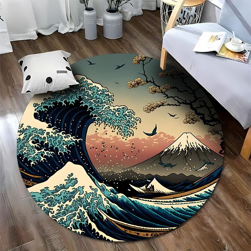 Free shipping! Ocean Waves Art Carpet for Stylish Home Decor round carpet for home sofa bedroom, gift Diameter -60cm