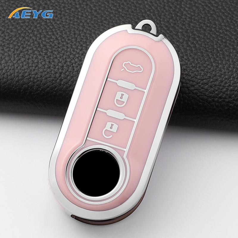 Car Key Case Cover for Fiat 500 Ducato Panda 500L Punto Lancia Musa for Citroen Car Keyring Luxury Keychain Interior Accessories