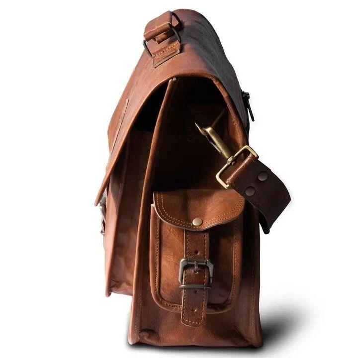 Genuine Vintage Brown Leather Messenger Bag Shoulder Laptop Bag Briefcase