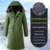 Men's Extra Long Winter Coat - Army Green, Waterproof, Windproof, Thickened Cotton with Removable Velvet Lining, Coldproof for Northeast Winters.