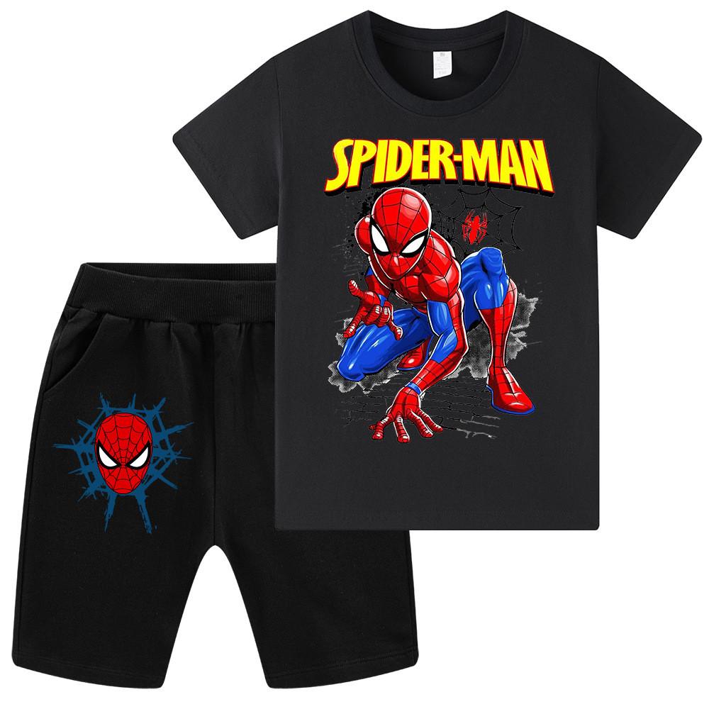 WA1317 Kids Girls Boys Anime Printed Short Sleeves T-shirt Shorts Pants Sets 100cm
