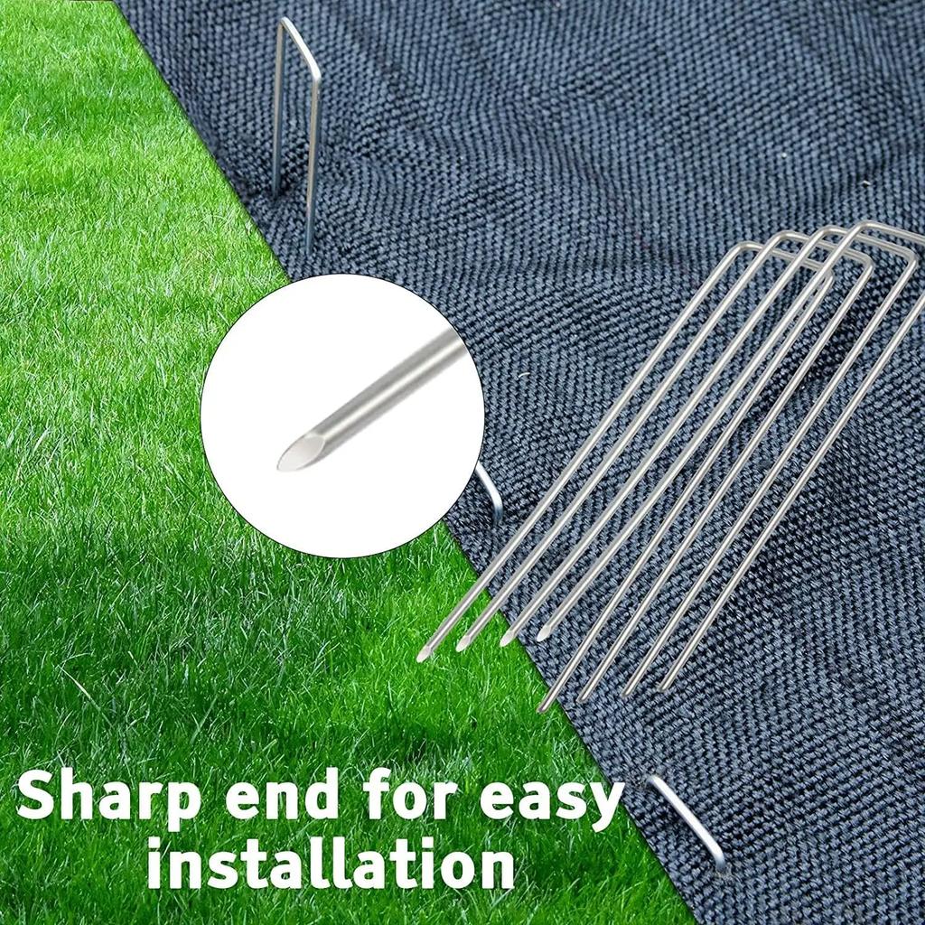 10/200 Stück U-förmige Befestigungsheringe Gartenstecker für Rollrasen-Pins Verankerungsstoff Bewässerungsschläuche Halterung Rasenflächen Barriere 10cm 15cm