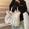 2025 Spring New Shoulder Bag Solid Color Cotton and Linen Large Capacity Tote Bag Pleated Sweet Lazy Wind Cloth Bag