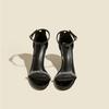Strap Sandals for Women 2026 Summer New Black Rhinestone High Heels Fashionable Slim Heels Womens Luxury Sandals Women Designers