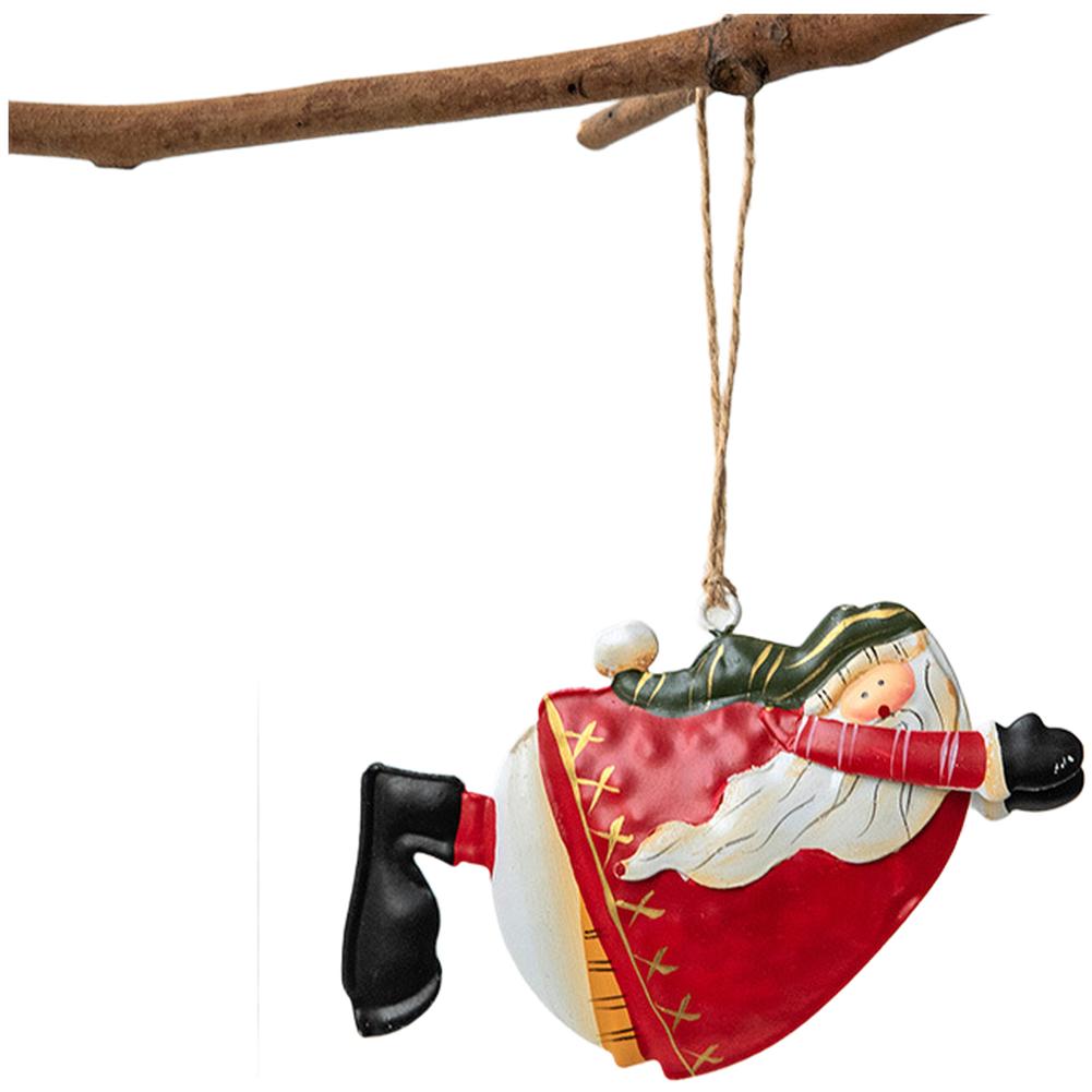 Christmas Tree Hanging Ornament Set Vintage Tin Santa Claus Snowman Tree Finial Star for Festive Home Decoration