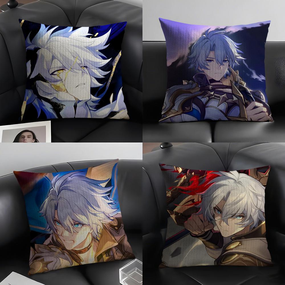 PPhainon HonkaiI Star Rail Cushion Cover Natural Linen Organic Fabric DoubleSided Printing Sofa Home Decor Gift Pillow Case