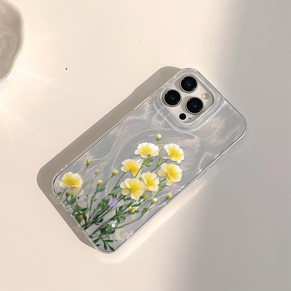 Flower Phone Case For iPhone 16 11 13 15 Pro Max 14 Plus 12 14promax 13promax 16E X XR 7 8 Silicone Shine Covers