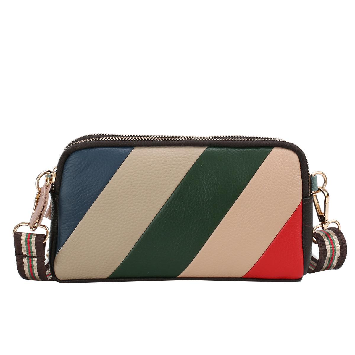 

Трехцветная полосатая женская сумка через плечо из натуральной кожи, клатч-конверт, маленькая сумка