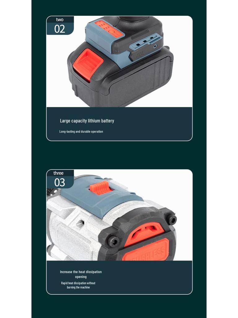 High-Power Brushless Rechargeable Hand Drill with Lithium Battery