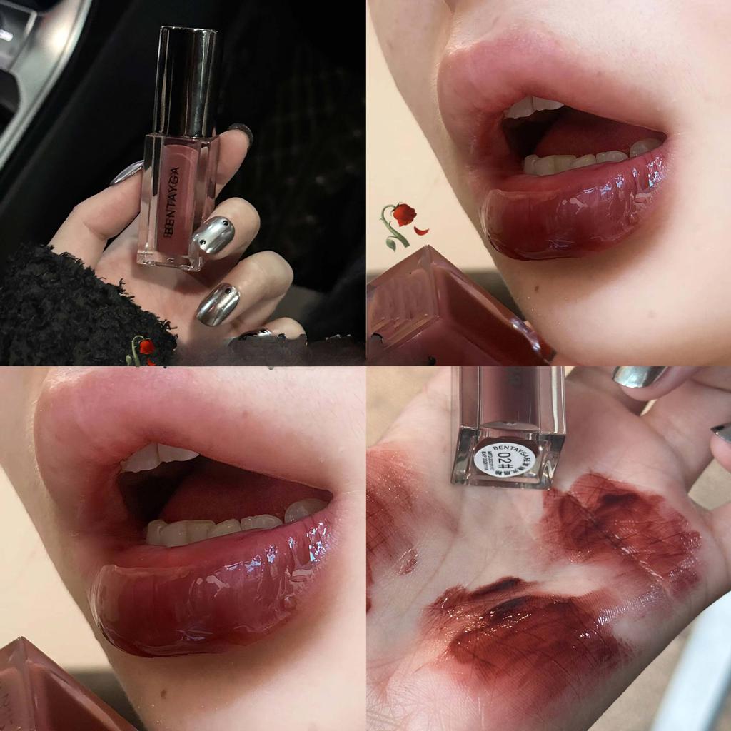 Leicht verspiegelte Lippenglasur, feuchtigkeitsspendende und wasserglänzende Spiegel-Schmollenlippen, niedrig gesättigter brauner koreanischer Lipgloss für junge Mädchen
