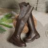 Fashion Chunky Platform Over The Knee Boots Women Solid Color Thick Heel Knight Boots Woman Autumn Winter Back Zip PU Leather Long Botas