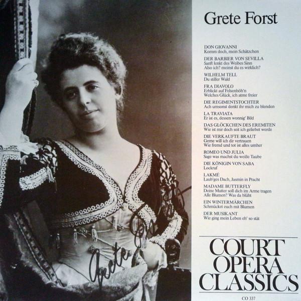 LP Record GRETE FORST Grete Forst CO337 Court Opera Cla Austria Classical Used