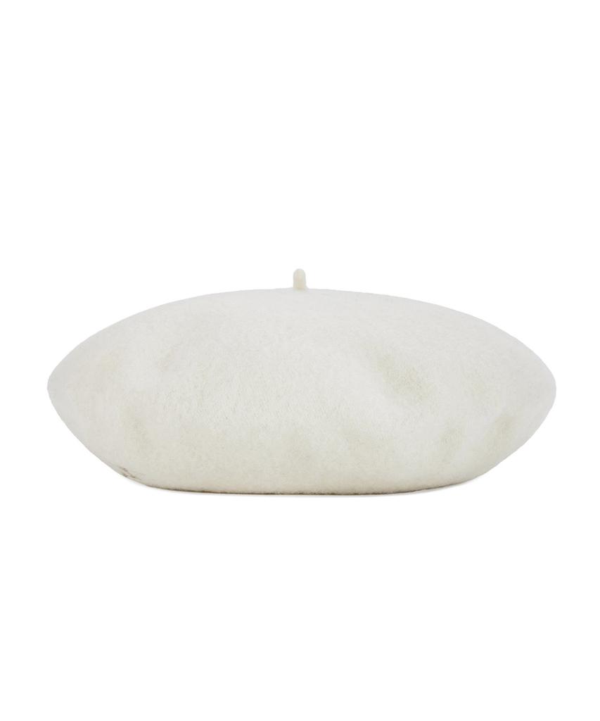 Bajal Cursive Logo Wool Beret Ivory