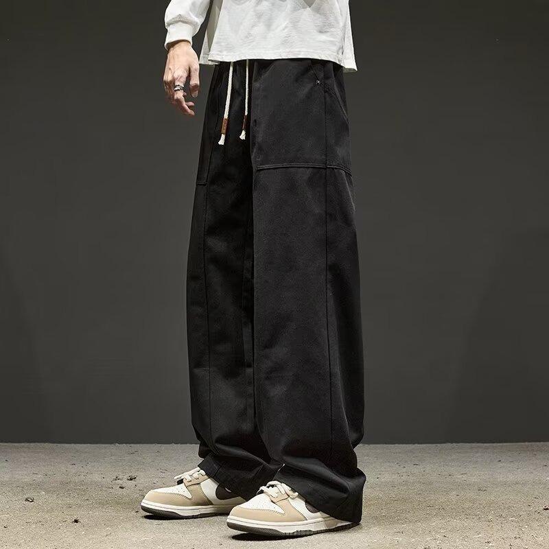 Autumn and winter solid color sweatpants men's thin trendy new wide-leg loose straight versatile casual trousers