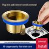 Copper Anti-Odor Floor Drain Core: Yellow Brass, Gravity-Activated, Insect-Proof, Anti-Backflow for Universal Bathroom Use.