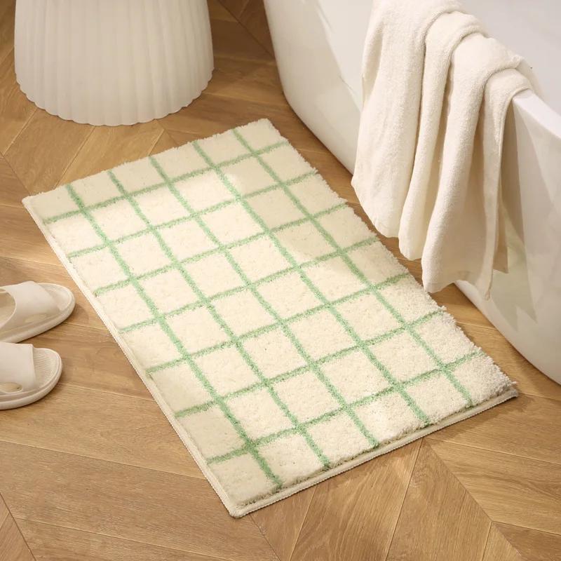 

Flocked Lattice Bathroom Mat Water-Absorbent Quick-Drying Fluffy Soft Bedside Carpet Bedroom Living Room Decorative Floor Mat 40x60cm