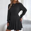 Autumn and Winter Women's Knitted Sweater Dress Solid Color Slim-fit Lantern Sleeve Sweater Dress Knitted A-line Dress