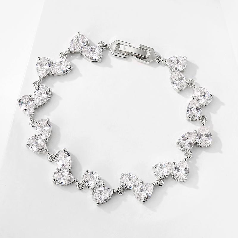 ZAKOL Luxury AAA Cubic Zirconia Wedding Bracelets for Women High Quality White Gold Color Leaf Charm Bracelet Bangles