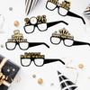 12/6pcs Happy New Year Paper Glasses 2026 Eyeglasses Frame Photo Booth Props New Year's Eve Party Decoration Christmas Supplies