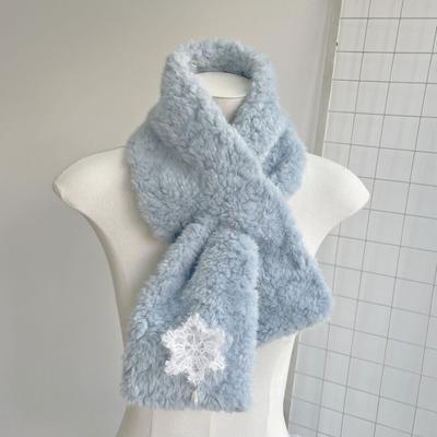 Thick Warm Neck Cover Cozy Plush Scarf Snowflake Fur Scarf Windproof Windproof Neckerchief For Cold Weather Student Outdoor