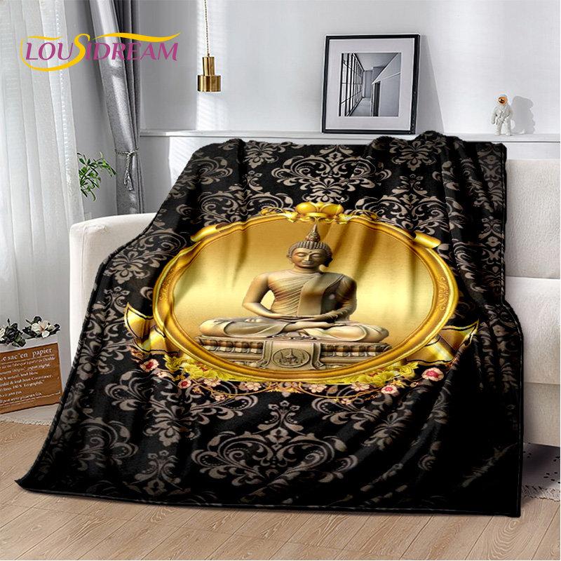 Buddha Sakyamuni Buddhisme Tro Religion Blødt Plys Tæppe, Flanel Tæppe Kastetæppe til Stue Soveværelse Seng Sofa Bed