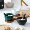 Pottery Grinding Bowl Manual Tool Sturdy Jar for Fruits Rice Garlic White