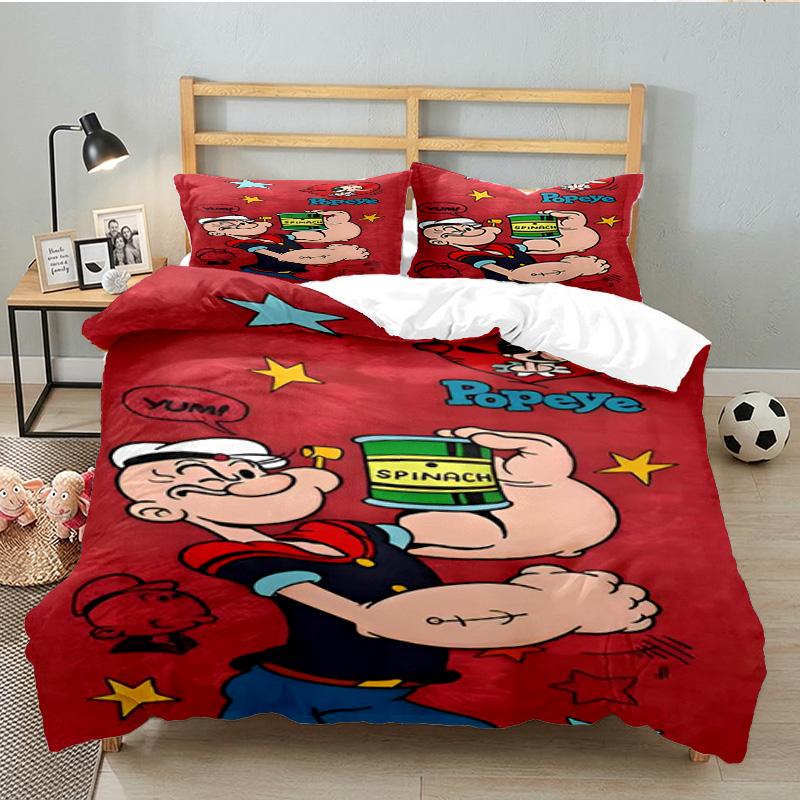 Po-peye And Olive In Action 3PCS Bedding set,Ideal for 1pc Duvet Cover And 2pcs Pillowcases Perfect for Fan gift,Ideal for Bedroom, Dormitory