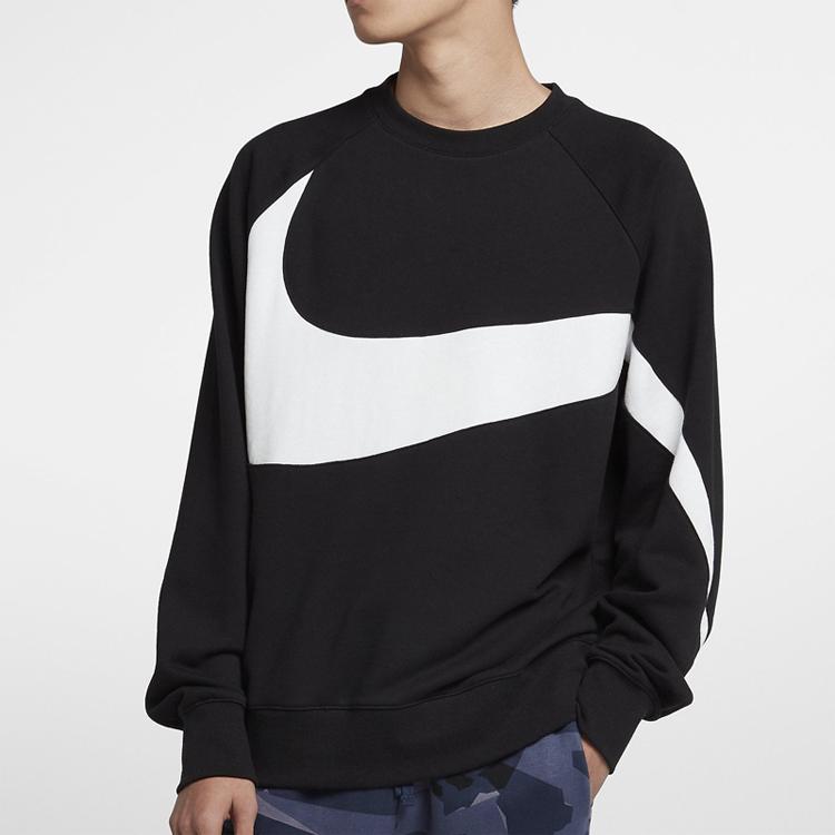 Nike Big Swoosh Logo Crew Neck Sweatshirt Men Sweatshirt Black AR3089-012