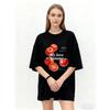 Oversized T Shirt Black Tomatoes Print With My Love Tomatoes Text Casual Wear For Women Summer Outfits Streetwear Fashion Trendy Top
