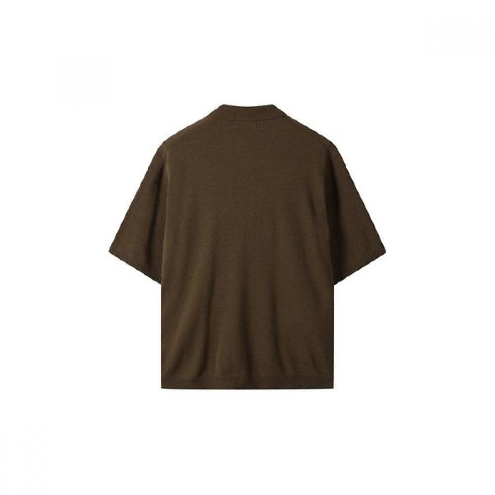 Customellow Brown Soft Half Sleeve Cardigan Cwwam25311brx