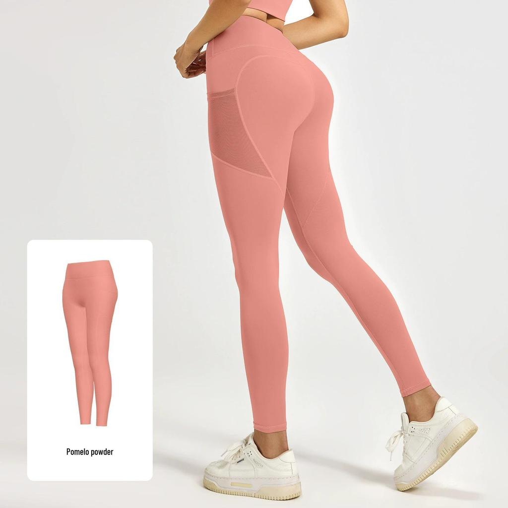 Tummy Control High-Waisted Yoga Pants with Mesh Pockets - Butt-Lifting and Leg-Lengthening Women's Fitness Running Pants.