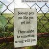 2D Flat Americana Aluminium Wall Hanging Sign - "Nobody Gets Me Like You" Quote Plaque, Pre-Drilled, with No Electricity Needed, for Home, Garden