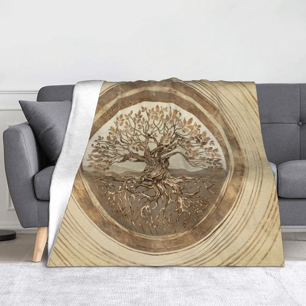 Tree of Life Yggdrasil Blanket Flannel Autumn Valhalla Viking Breathable Super Soft Throw Blankets for Bedding Office Bedspread