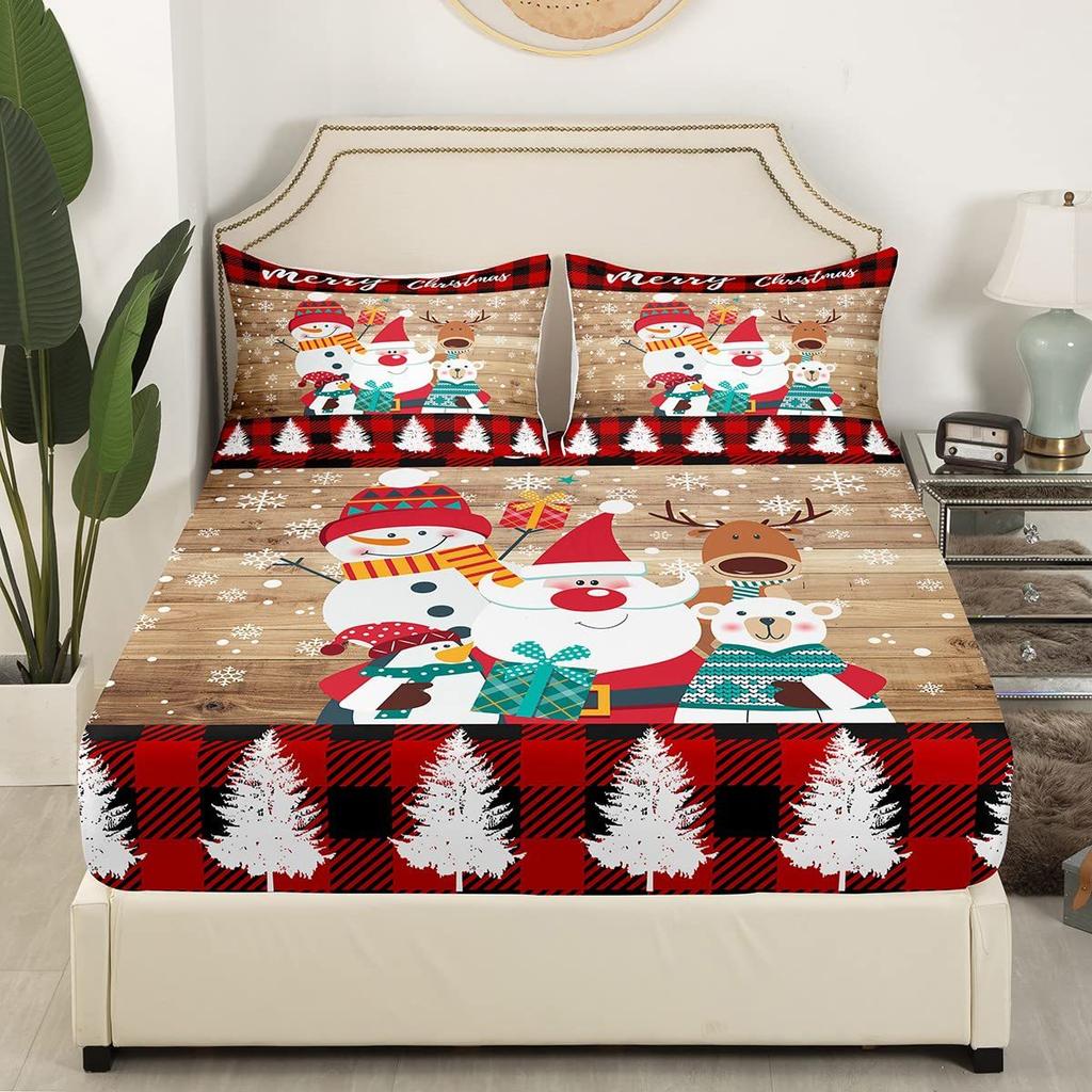 Merry Christmas Sheets Cute Santa Mattress Suitable for Children Adult Dormitory Bedroom Decoration