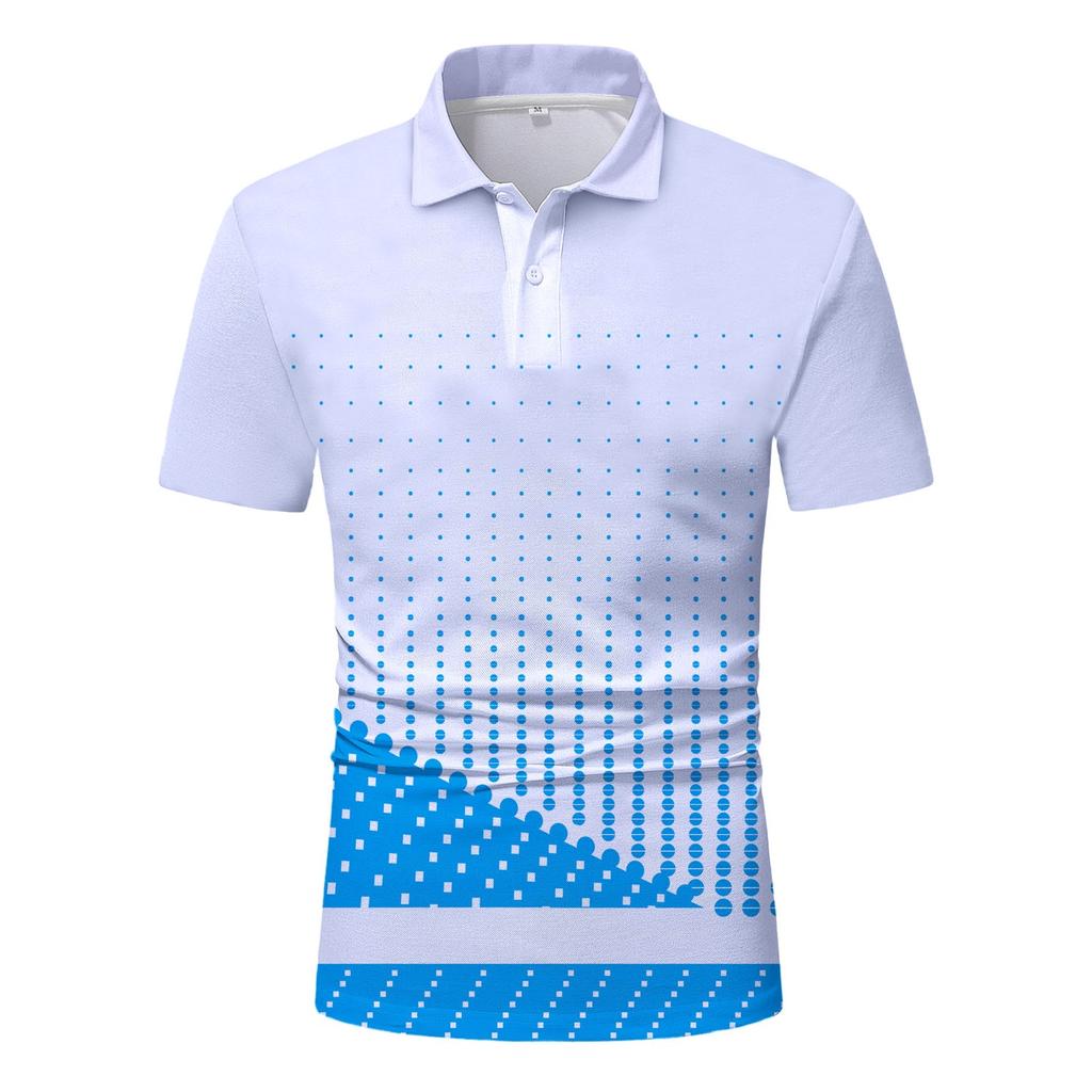 Men's Summer Sportswear Button Lapel Short Sleeve Shirt Casual Golf Breathable Comfortable Tops