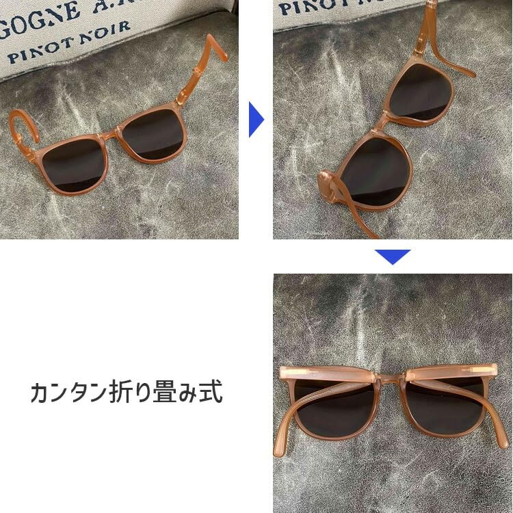 [Arcade] Folding Sunglasses for Men and Women, with Dedicated Case, WellingtonBoston Style, Asian Fit, UV Protection, Colored Lenses, Fashion