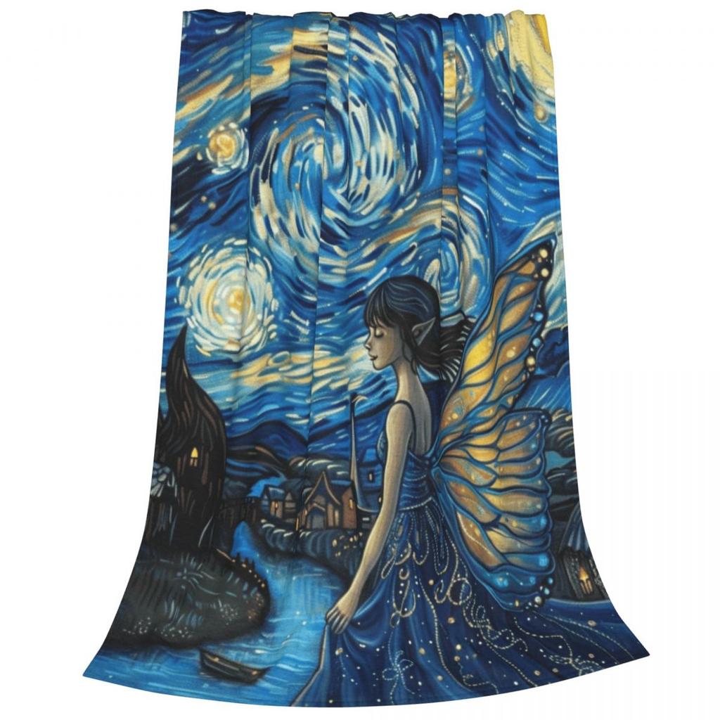 Butterfly Fairy Blanket Printed Throw Blanket Plush Fluffy Flannel Fleece Blanket Soft Throws for Sofa Couch and Bed