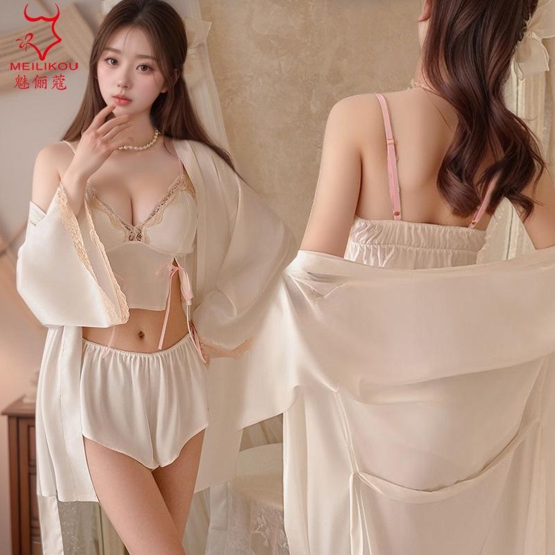 Sexy underwear lace pajamas lace with chest pads sexy pajamas women's high-end pure desire loungewear