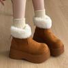 Fur Flats Platform Snow Boots Women Fashion Short Plush Sport Shoes   Winter Cozy Cotton Shoes Warm Designer Mujer Botas