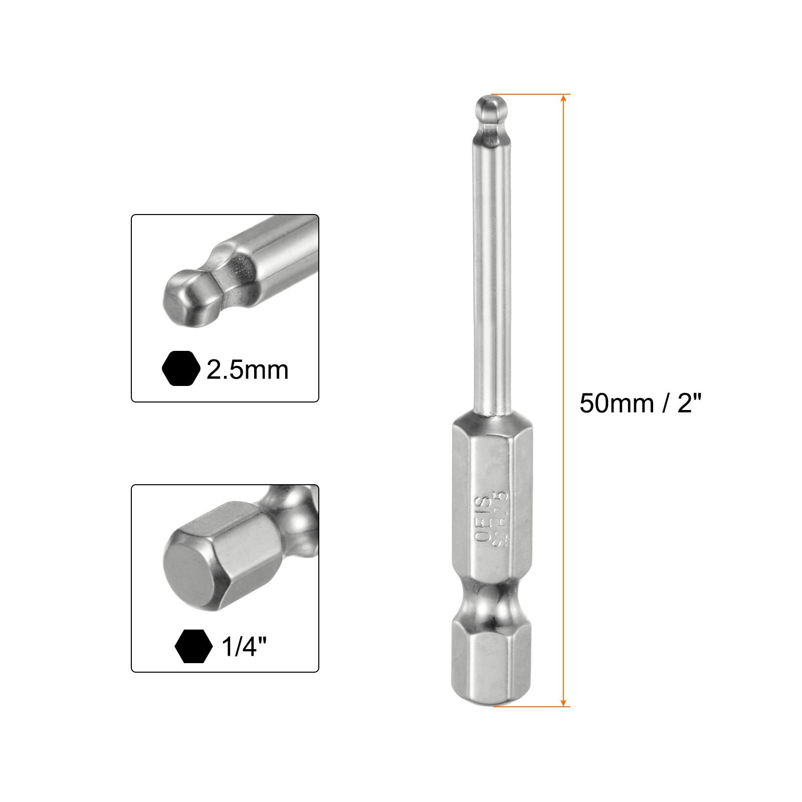 

1/2/3pcs Ball End Hex Screwdriver Bit 1.5/2/2.5/3/4/5/6/8/10mm Size 1/4 Hex Shank 50mm (2 ) Long Magnetic Ball Head Bits 1pc