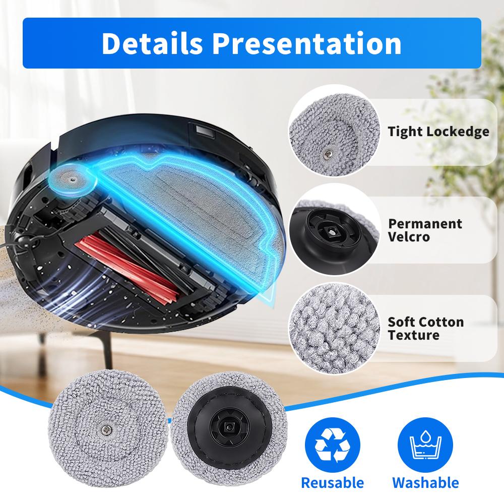 Mop Cloth For Roborock S8 MaxV Ultra S8 Max Ultra G20S Antibacterial Shock Mop Cloth Round Rag Robot Vacuum Cleaner Accessories