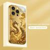 Golden Dragon Phoenix Print Gold Metallic Paint Glass Phone Case For Iphone 17 16 15 14 13 12 11 Pro Promax Plus Cover Anti-drop
