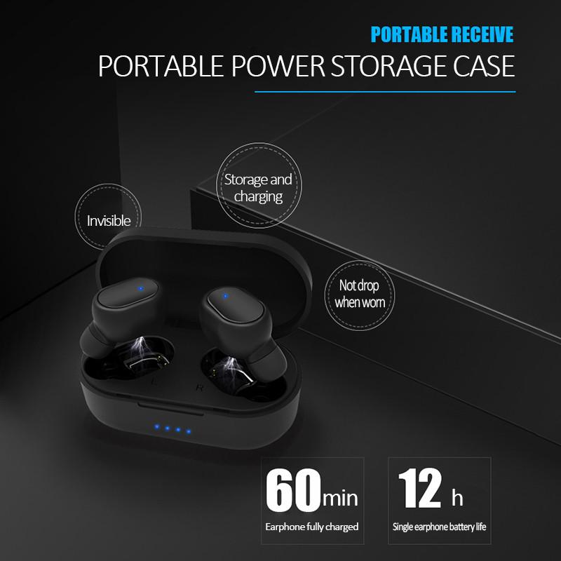 A6S TWS Wireless Bluetooth 5.0 Headphone Stereo Headset Sport Earbuds Microphone with Charging Box for Smartphone