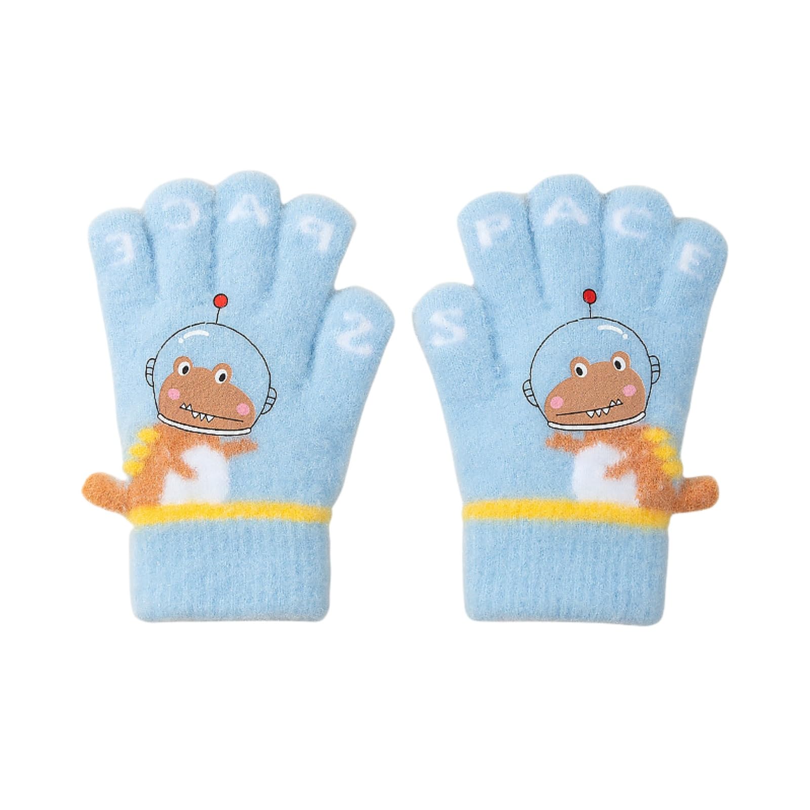 

Kingsiely Baby Cute Dinosaur Perfect for Commuting to Outdoor Ages Gloves, Five-Finger Kids Gloves, Design, Thick, Warm, Soft, School, Travel,