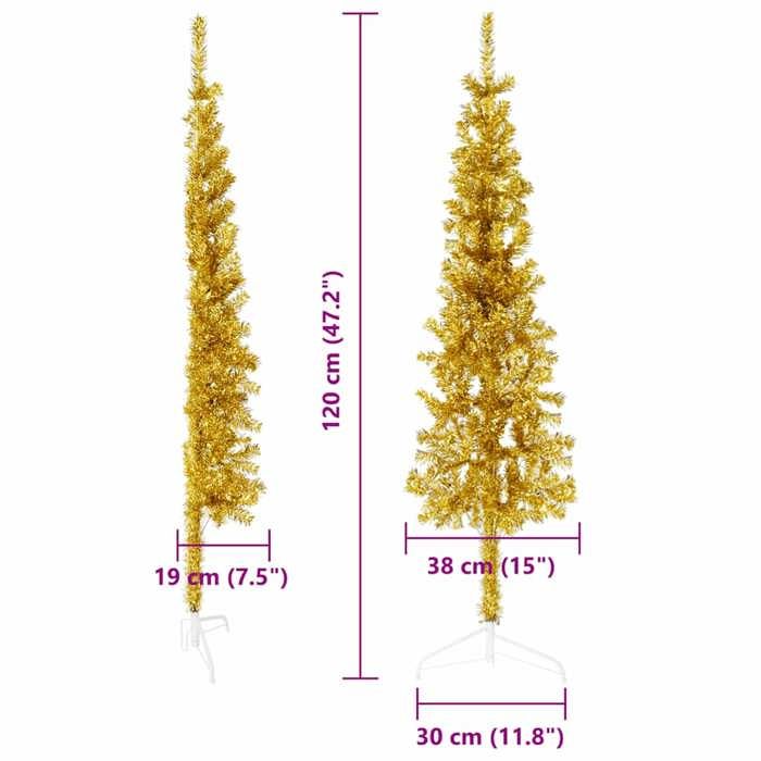 VidaXL Demi Sapin de Noël Artificiel Mince avec Support Arbre de Noël Décoration de Vacances Ornement de Noël Décoration de 344589