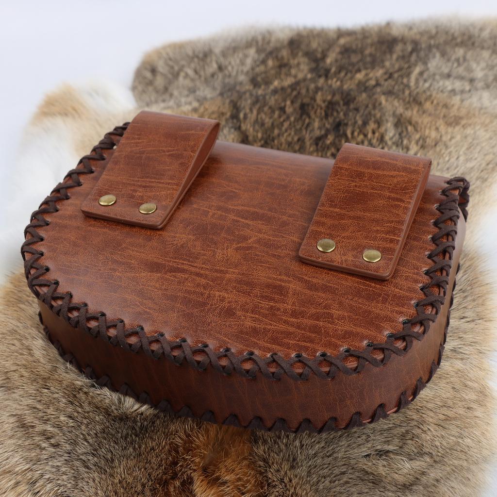 Medieval PU Leather Belt Waist Bag Two-Piece Set Viking Print Boat Shaped Pirate Halloween Retro Role Playing Costume Props