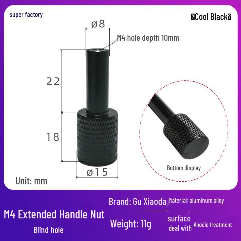 Aluminum Alloy Extended Handle Knurled Adjustment Nut Cap M4/M5