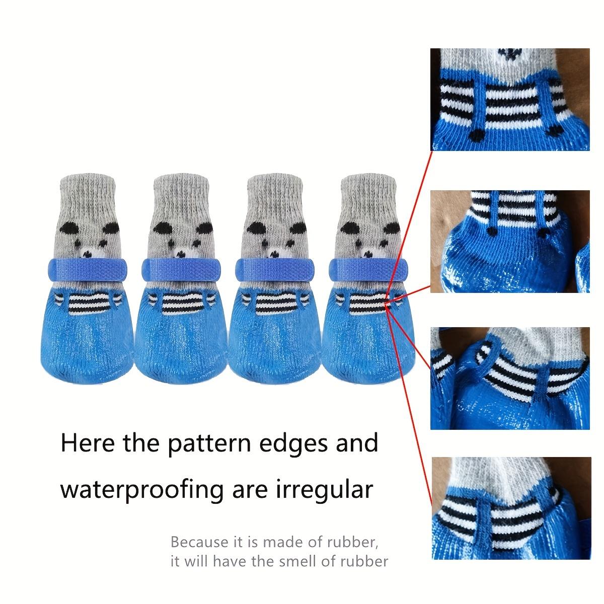 

Защитите лапы вашего питомца с помощью нескользящих силиконовых носков на случай дождливых дней, набор из 4 шт. L синий