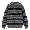 Men's Winter 2025 Color Block Round Neck Long Sleeve Knit Sweater - Loose Fit, Thickened, Warm Base Layer